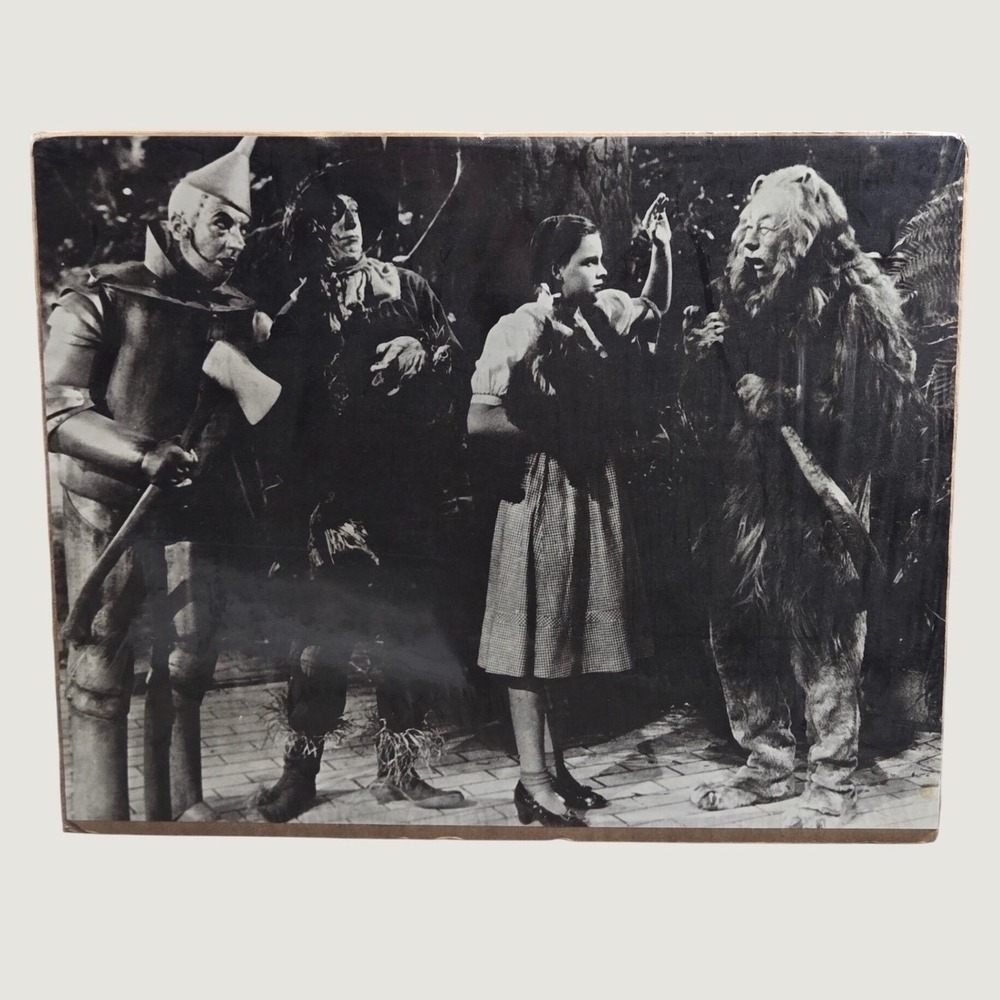 Vintage Wizard of Oz Movie Cast Photo Cardboard Wall Art Decor 14x11 B&W